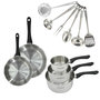 Voir la diapositive 1 : Fackelmann Set 2 poêles 20 et 24 cm, 3 casseroles en inox et 6 ustensiles inox Fackelmann Geneva