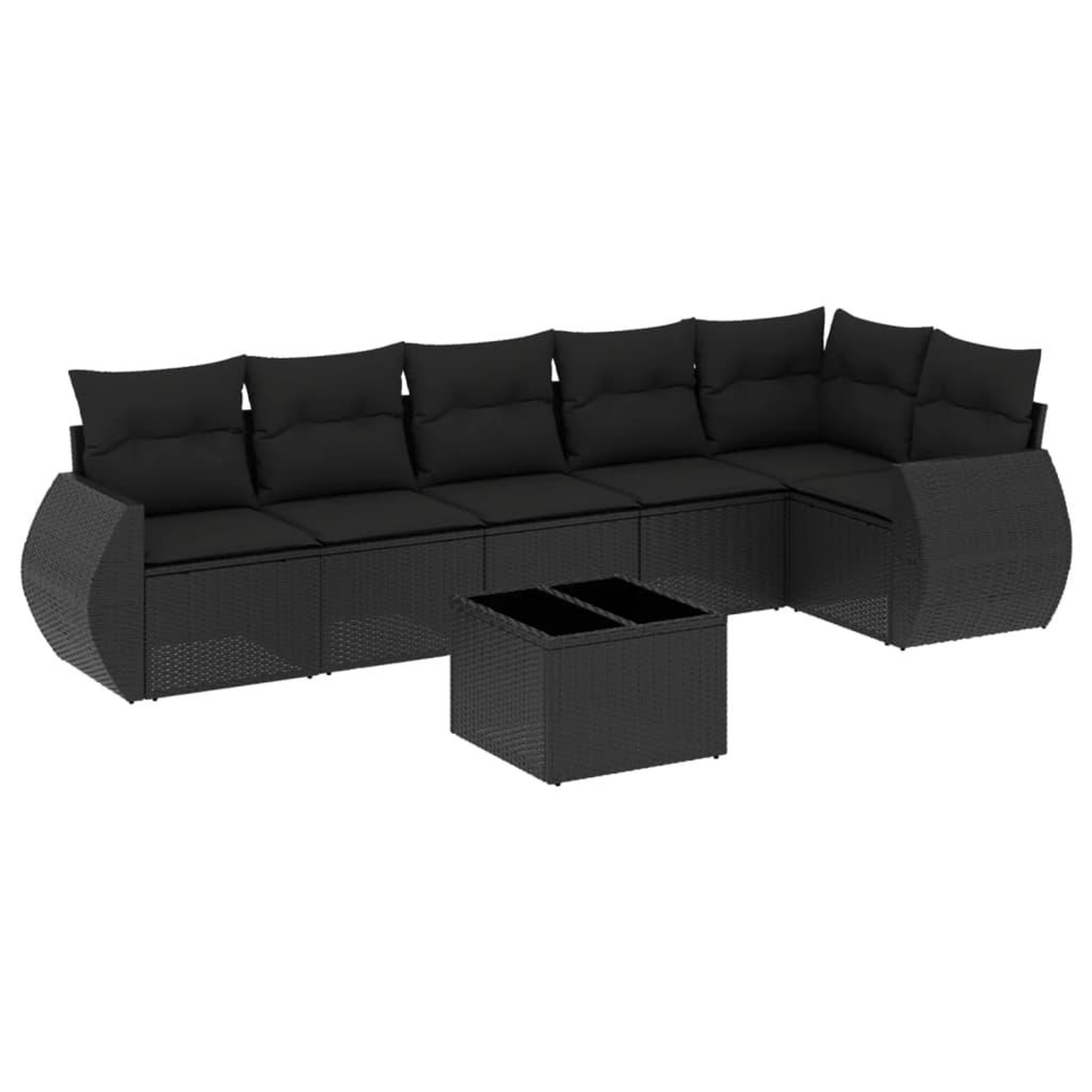 Voir la diapositive 2 : VIDAXL Salon de jardin 7 pcs avec coussins noir resine tressee
