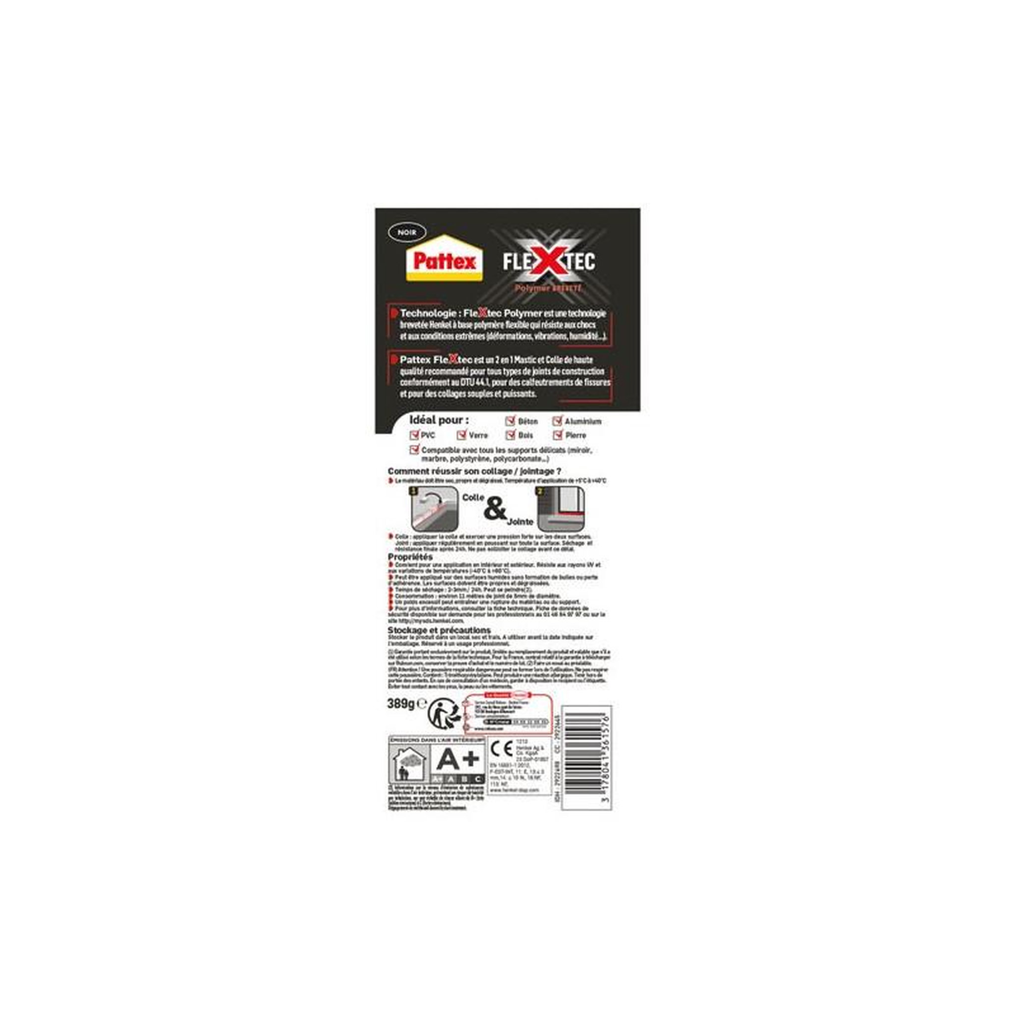 Voir la diapositive 2 : PATTEX PATTEX MASTIC COLLE FLEXTEC NOIR 389G PATTEX - 2922698