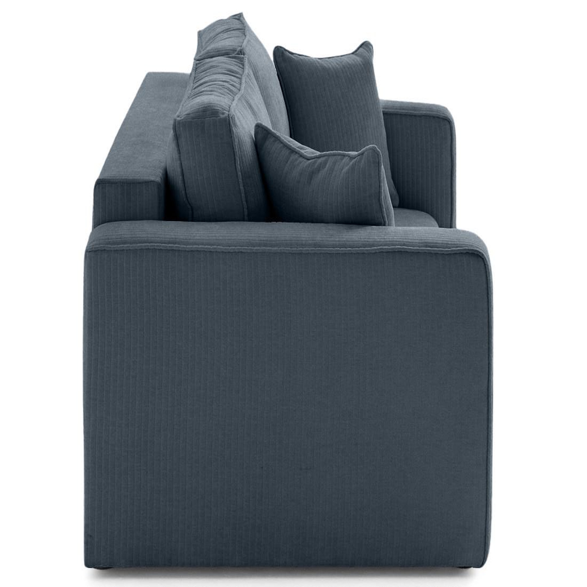 Voir la diapositive 4 : BEST MOBILIER Topaze - canapé droit 2 places en velours côtelé plat