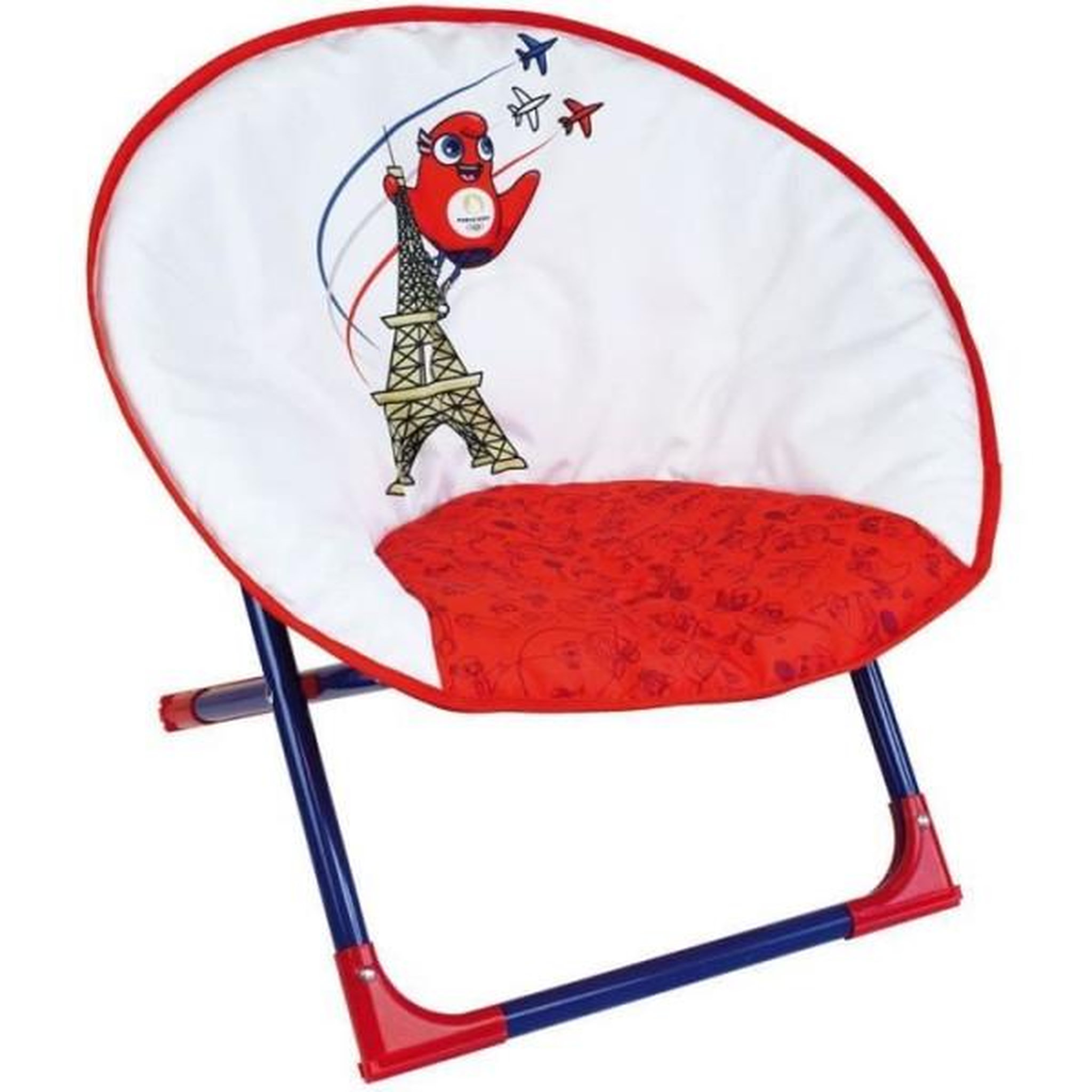 Voir la diapositive 1 : Fun House Fauteuil - Chaise - Bebe - Enfant JEUX OLYMPIQUES PARIS 2024 - Siege lune pliable pour enfant h.47 x l.54 x p.42 cm