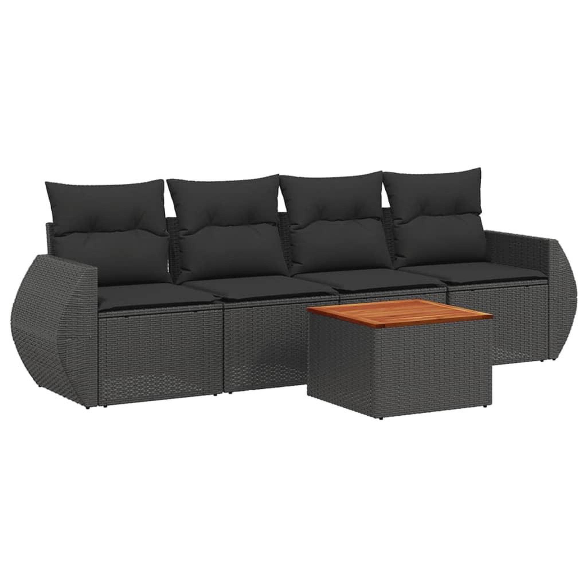 Voir la diapositive 2 : VIDAXL Salon de jardin 5 pcs avec coussins noir resine tressee