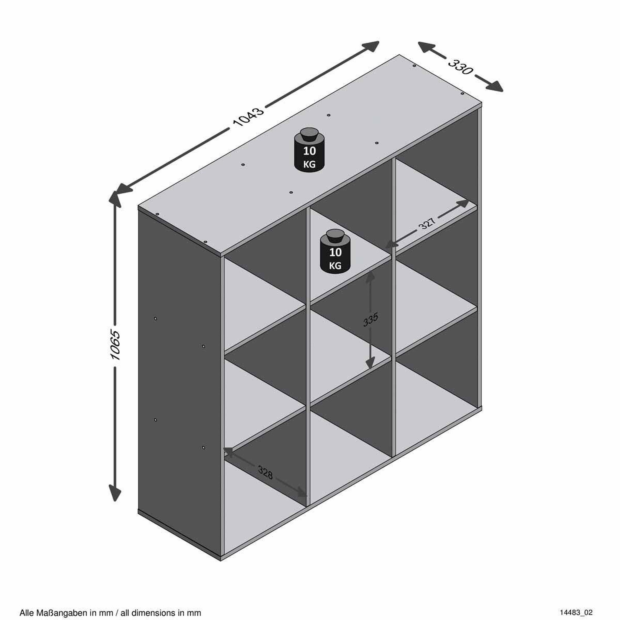 Voir la diapositive 5 : Paris Prix Étagère 9 cases design  gaman  108cm blanc