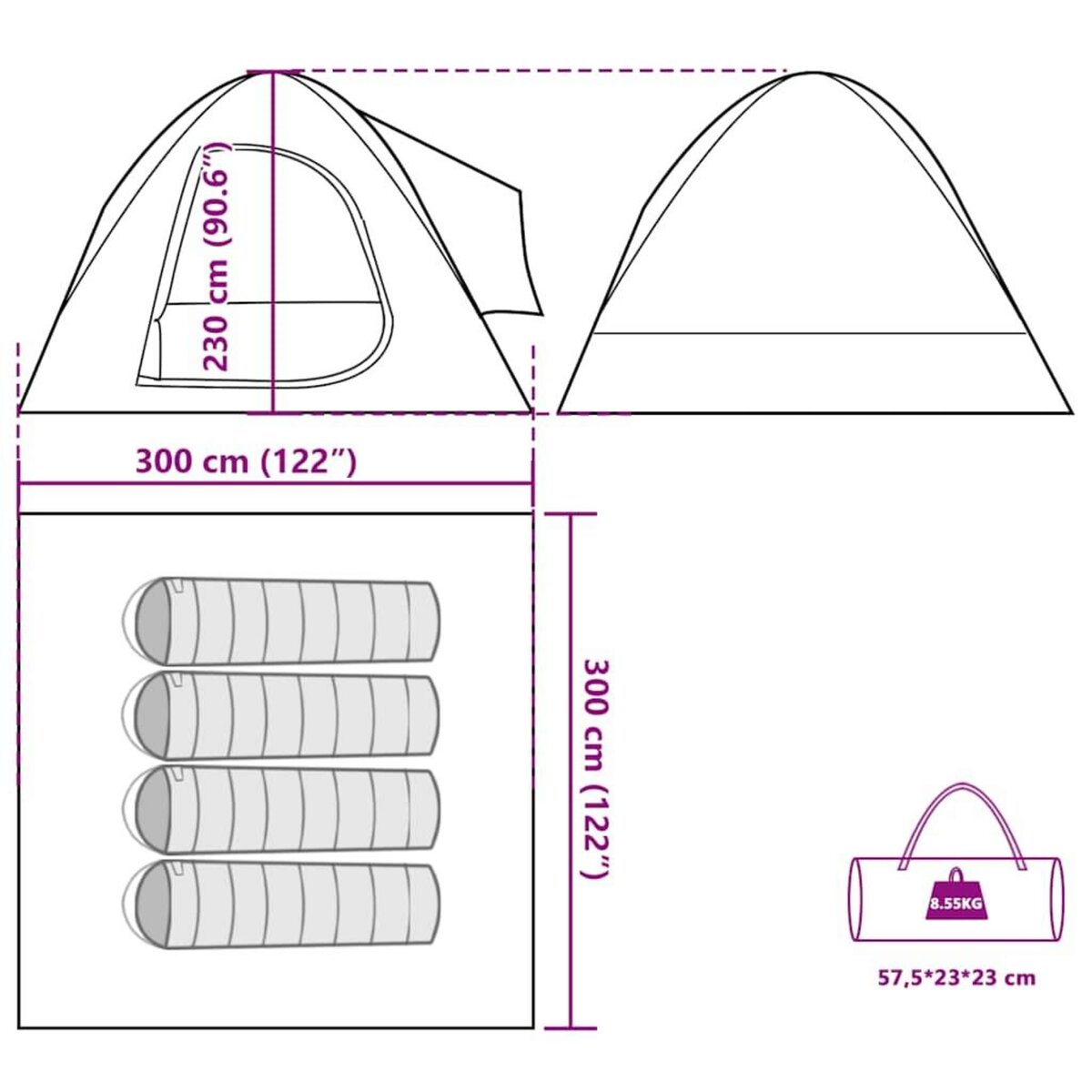 VIDAXL Tente de voiture 4 personnes gris et orange impermeable