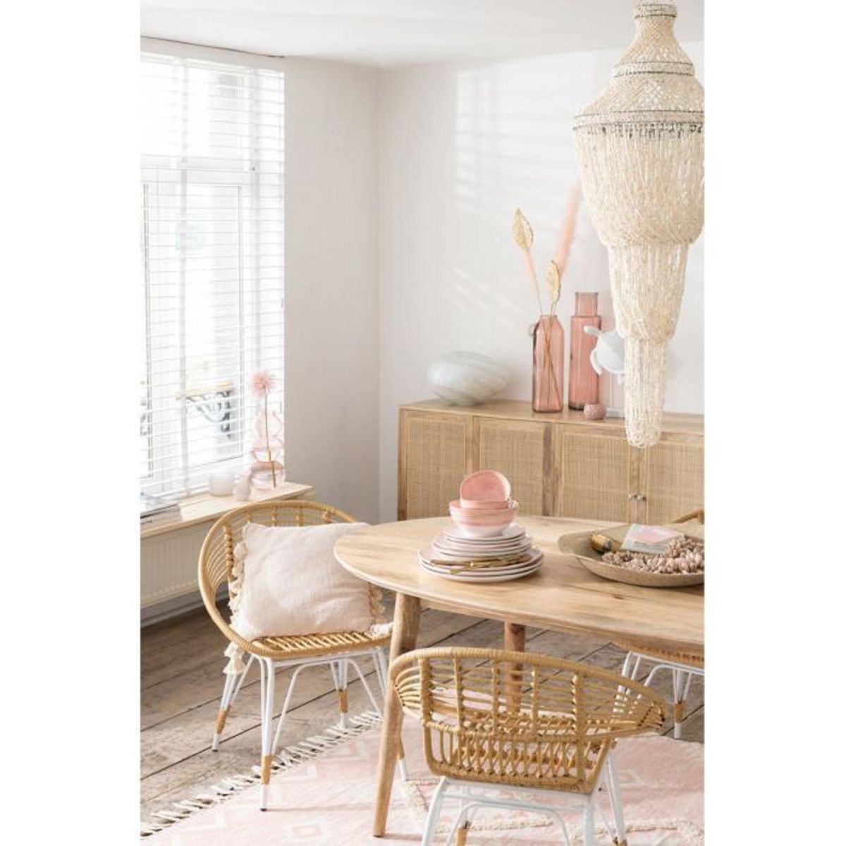 Paris Prix Lampe Suspension Coquillage  Daisy  176cm Naturel