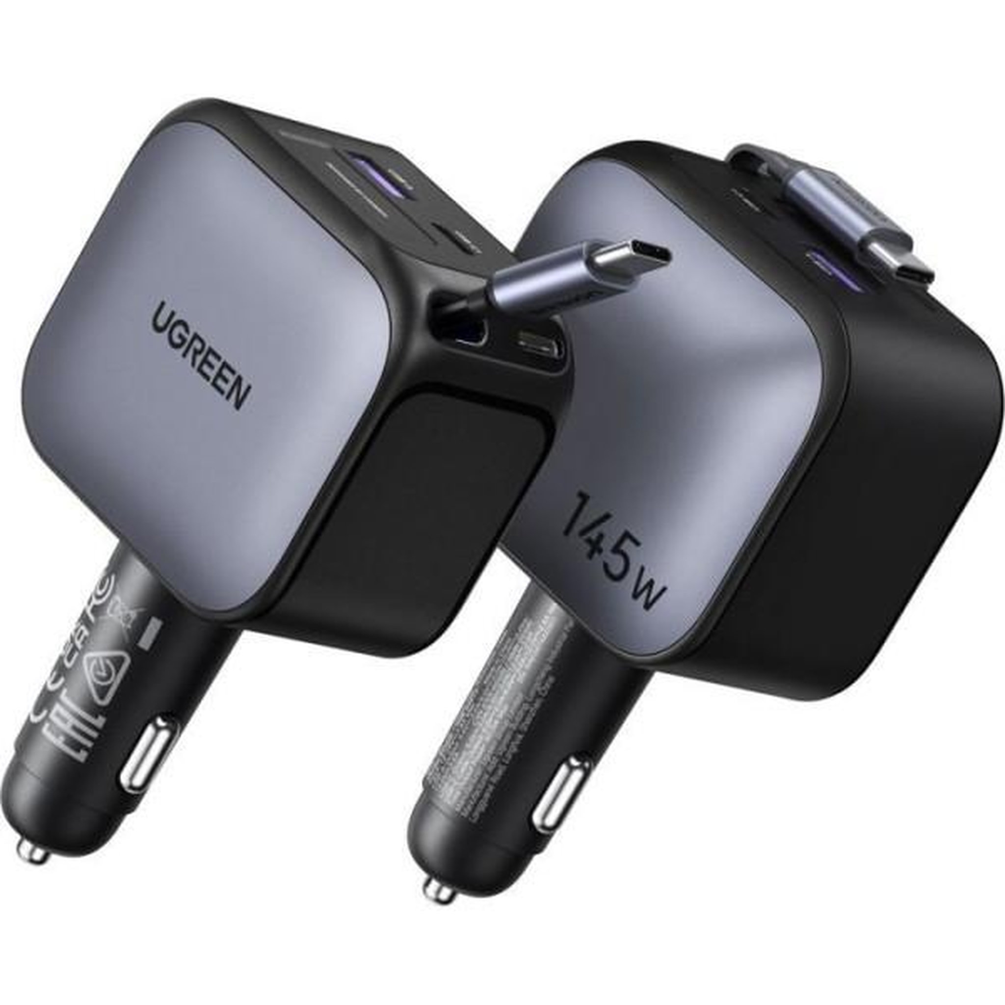 Voir la diapositive 2 : UGREEN Chargeur voiture - ugreen - 145w - avec câble rétractable