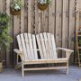 Voir la diapositive 2 : OUTSUNNY Banc de jardin 2 places design Adirondack assise dossier à lattes larges accoudoirs bois naturel pin lasuré