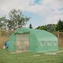 Voir la diapositive 2 : OUTSUNNY Serre de jardin tunnel 10,4 m² - 6 fenêtres et porte zippée avec moustiquaires - acier galvanisé PE vert