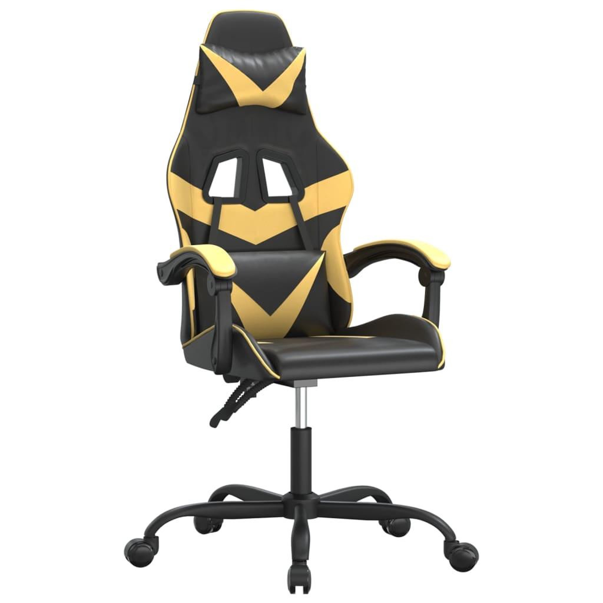 Voir la diapositive 2 : VIDAXL Chaise de jeu pivotante Noir et dore Similicuir