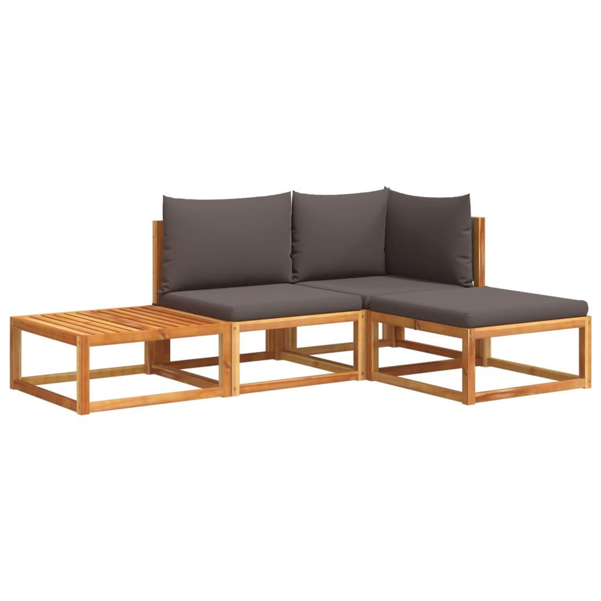 Voir la diapositive 2 : VIDAXL Salon de jardin avec coussins 4 pcs bois d'acacia massif