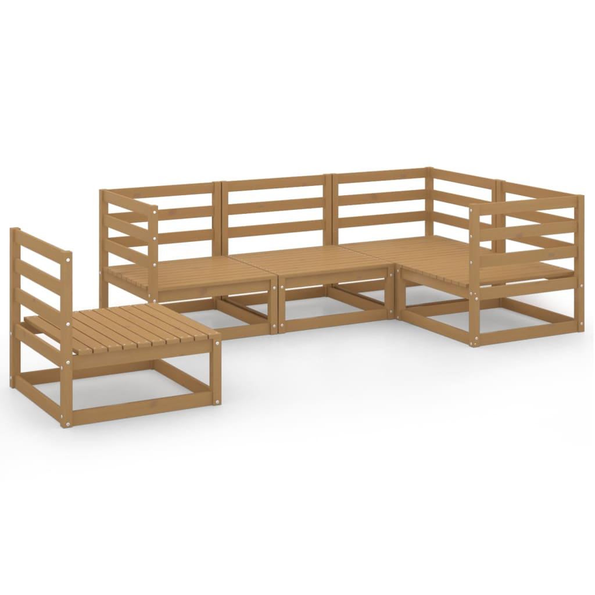Voir la diapositive 2 : VIDAXL Salon de jardin 5 pcs marron miel bois de pin massif