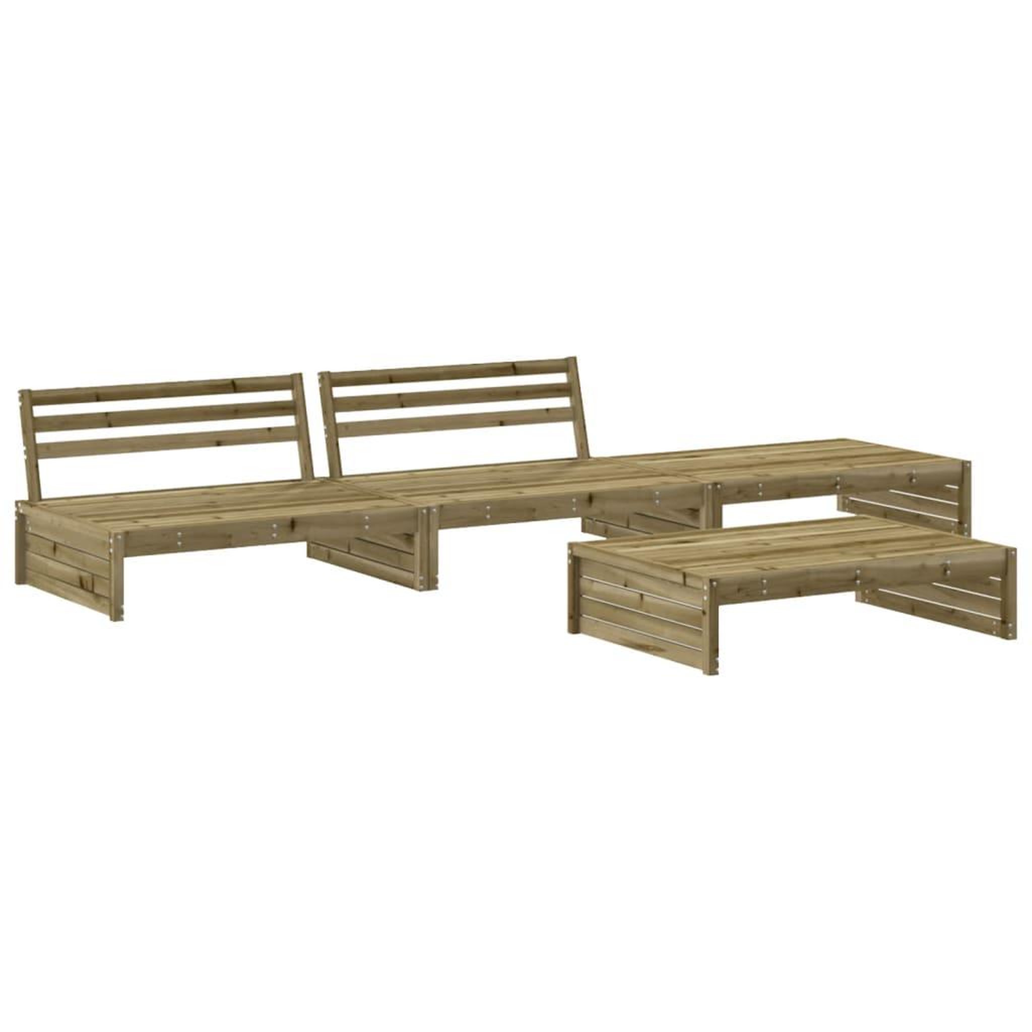 Voir la diapositive 3 : VIDAXL Salon de jardin 4 pcs avec coussins bois de pin impregne