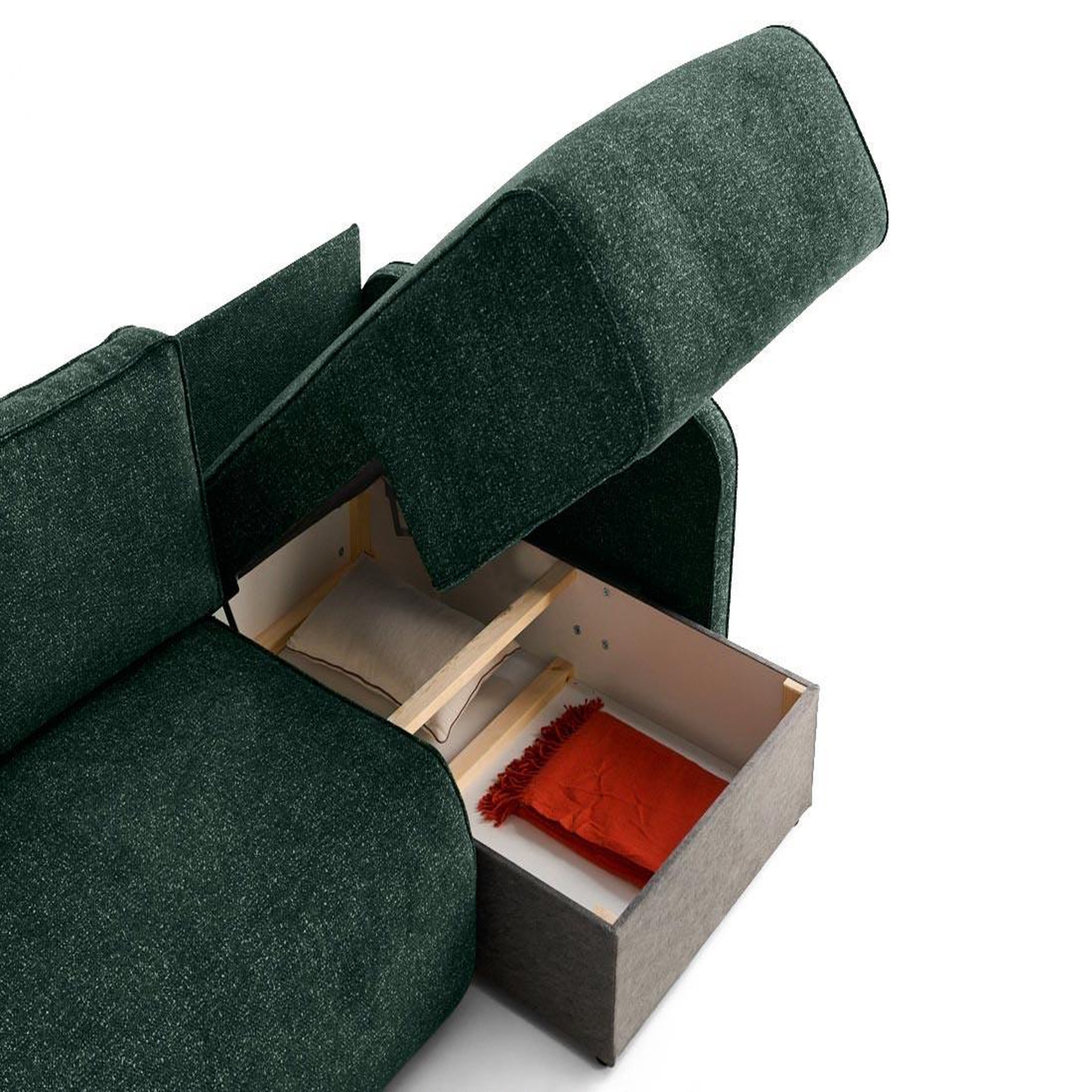 Voir la diapositive 2 : LISA DESIGN Apolline - canapé d'angle réversible 4 places convertible avec coffres en tissu moucheté