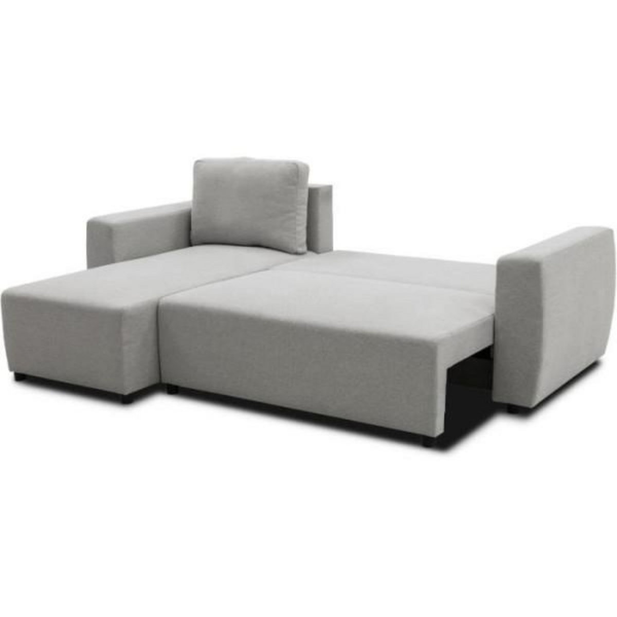 MARKET24 Canapé d'angle convertible réversible 3 a 4 places - PHARELL - Tissu souris - Coffre de rangement - L 224 x P 155 x H 85 cm