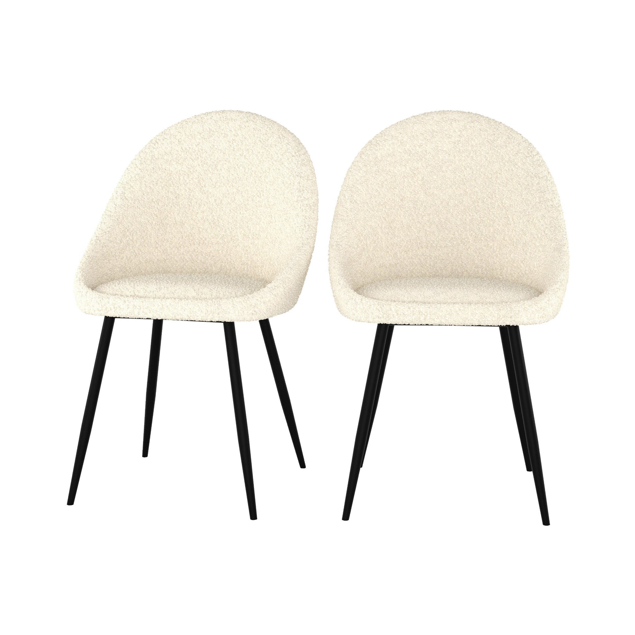 MAISON PAVANE Lot de 2 chaises en tissu bouclé blanc cassé-rona