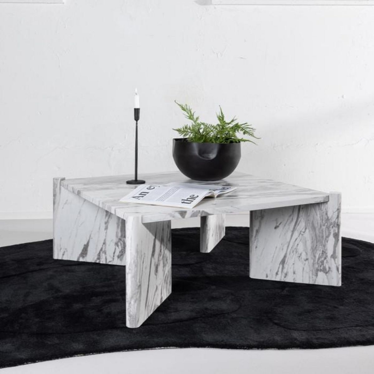 Paris Prix Table Basse Effet Marbre  Rogaland  100cm Blanc