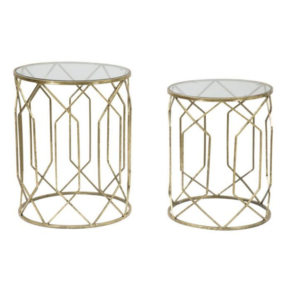 Paris Prix Lot de 2 Tables d'Appoint  Tunis  53cm Or