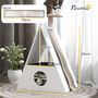 Voir la diapositive 3 : PAWHUT Niche chat design - maison pour chat - 2 tapis, 2 grattoirs sisal - blanc beige