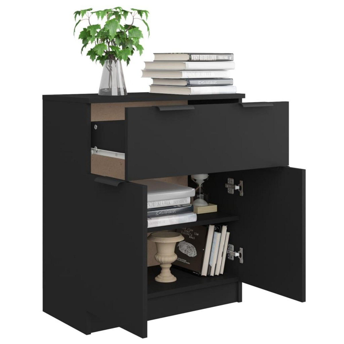 VIDAXL Buffet noir 60x30x70 cm bois d'ingenierie
