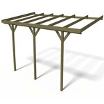Habitat et Jardin Carport bois adossé voiture   Solar 2    - 300 x 454 x 245 cm