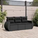 VIDAXL Salon de jardin 3 pcs avec coussins noir resine tressee