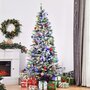 Voir la diapositive 2 : HOMCOM Sapin de Noël artificiel enneigé lumineux LED x 250 multicolore Ø 112 x 210H cm 829 branches vert blanc