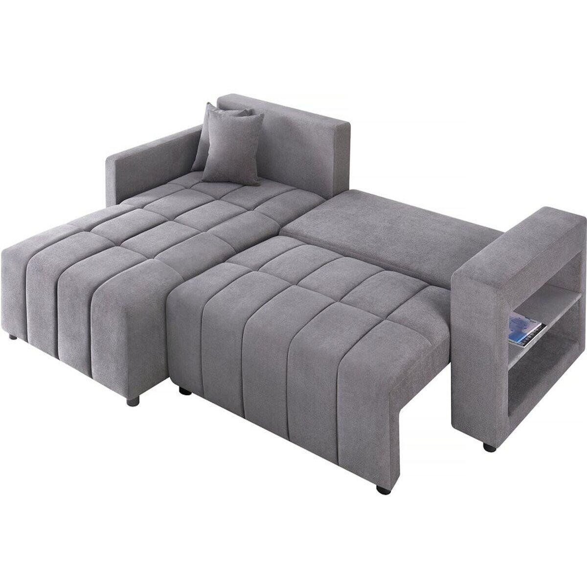 Habitat et Jardin Canapé d'angle convertible tissu chenille 3 places -  Trocadero  - Gris