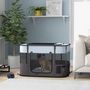 Voir la diapositive 2 : PAWHUT Parc pliable pour chien en tissu Oxford - fenêtres, portes en maille - sac de rangement - gris noir