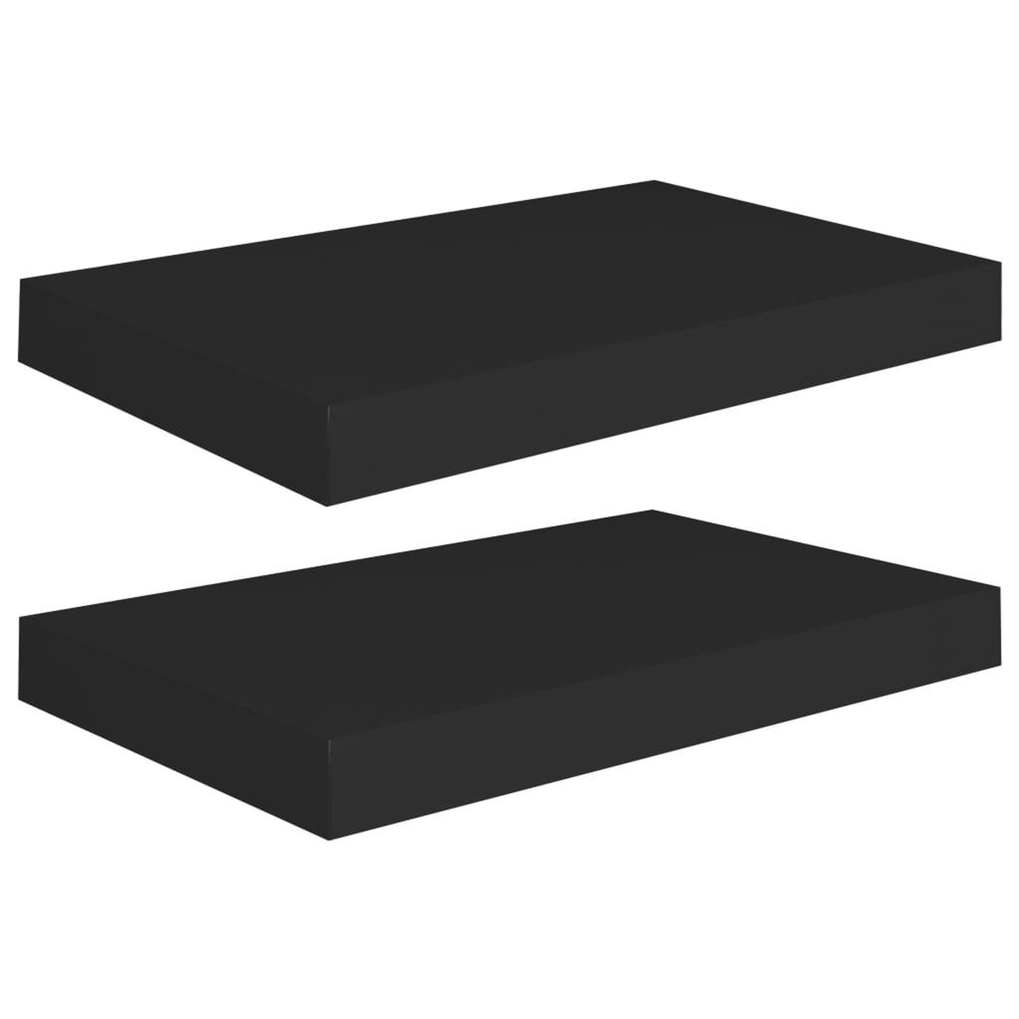 Voir la diapositive 2 : VIDAXL Etageres murales flottantes 2 pcs noir 40x23x3,8 cm MDF