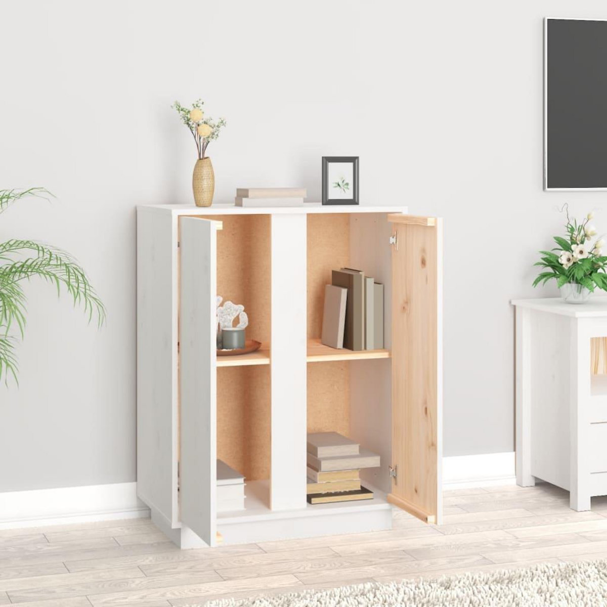 VIDAXL Buffet Blanc 60x35x80 cm Bois massif de pin