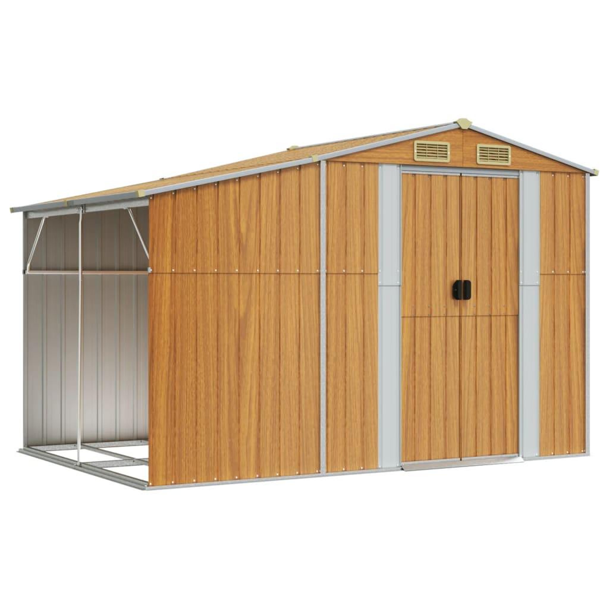 Voir la diapositive 2 : VIDAXL Abri de jardin marron clair 277x192,5x179 cm acier galvanise