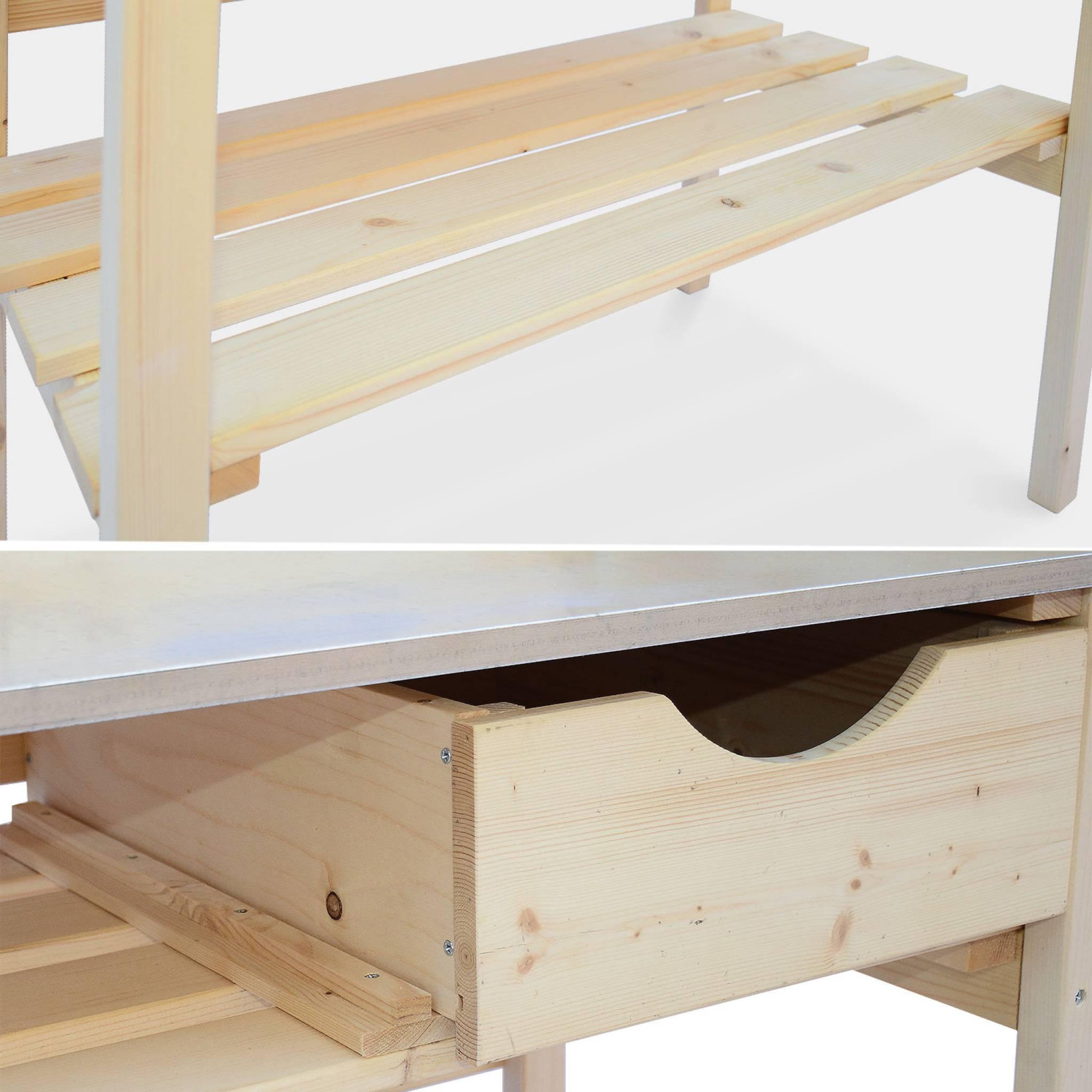 Voir la diapositive 1 : SWEEEK Table de rempotage PETUNIA avec 2 tiroirs. établi extérieur en bois. table pour semis