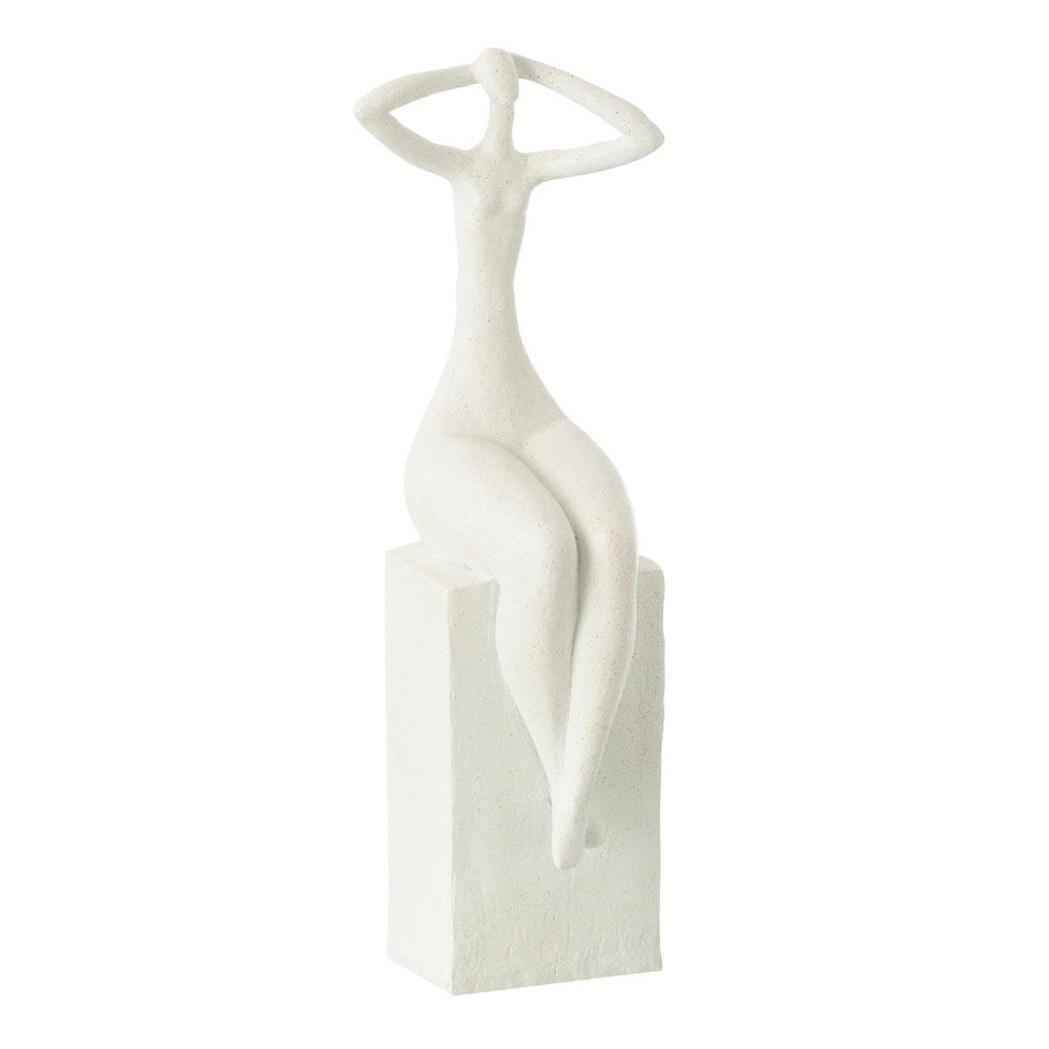 J-LINE Statuette femme assise  moderne  38cm blanc