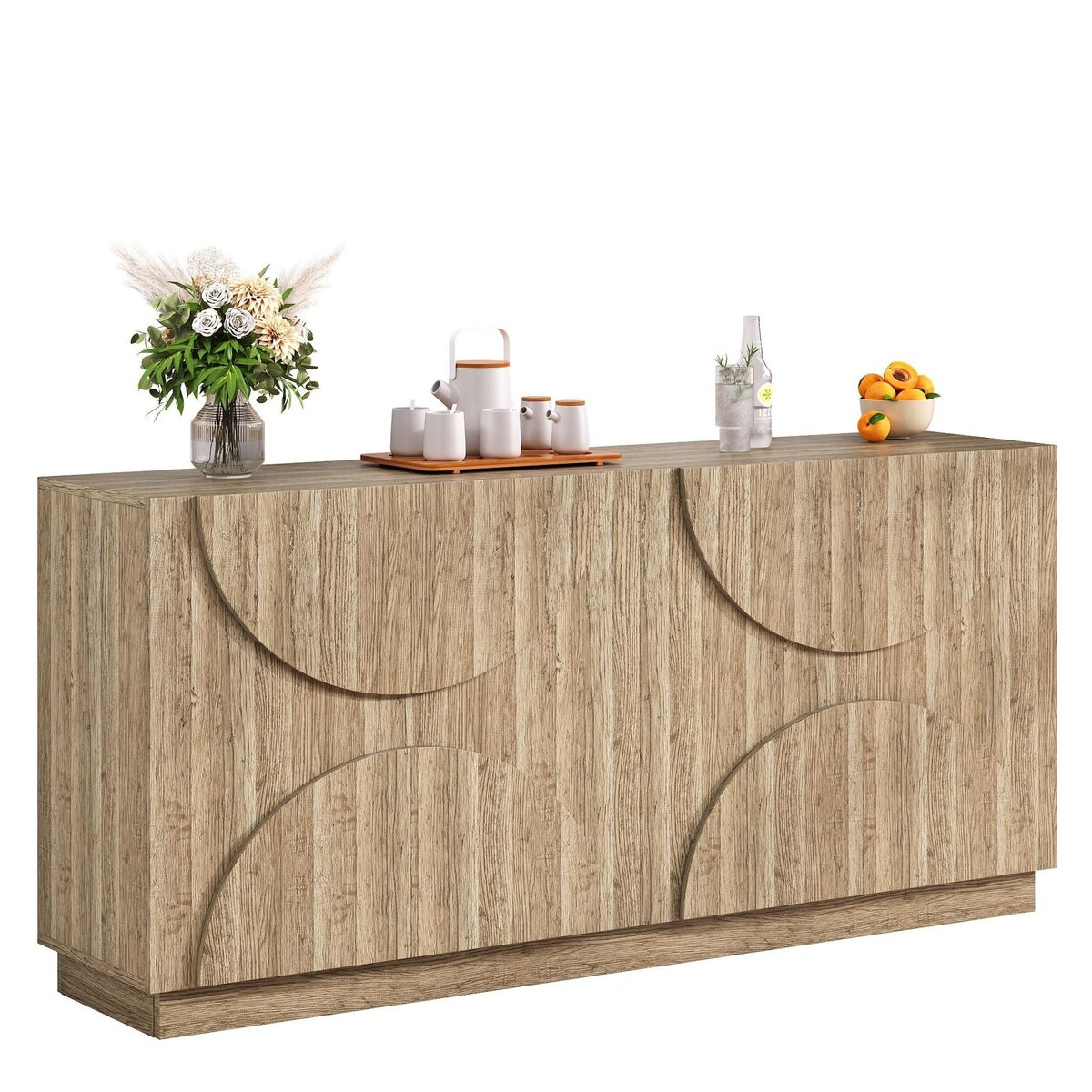 MERAX Buffet 4 porte(s) 0 tiroir(s) - 160 cm naturel panneau de particules