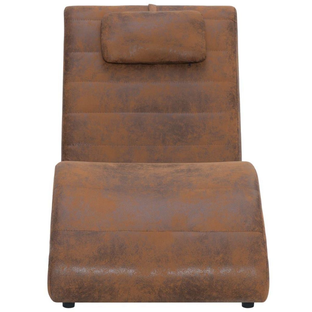 VIDAXL Chaise longue avec oreiller marron Similicuir daim