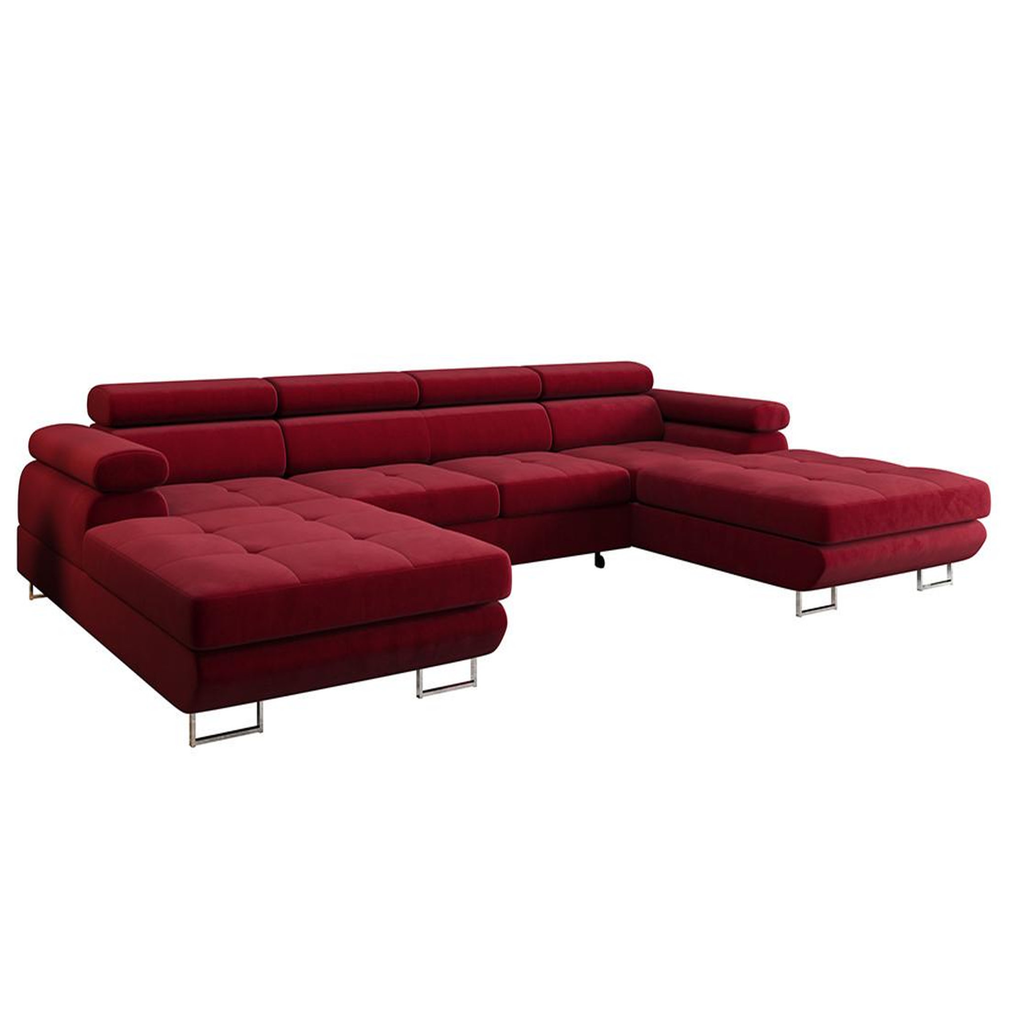 Voir la diapositive 5 : BEST MOBILIER Ayden - canapé panoramique en u 7 places convertible avec coffre et têtières réglables en tissu