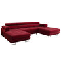 Voir la diapositive 5 : BEST MOBILIER Ayden - canapé panoramique en u 7 places convertible avec coffre et têtières réglables en tissu
