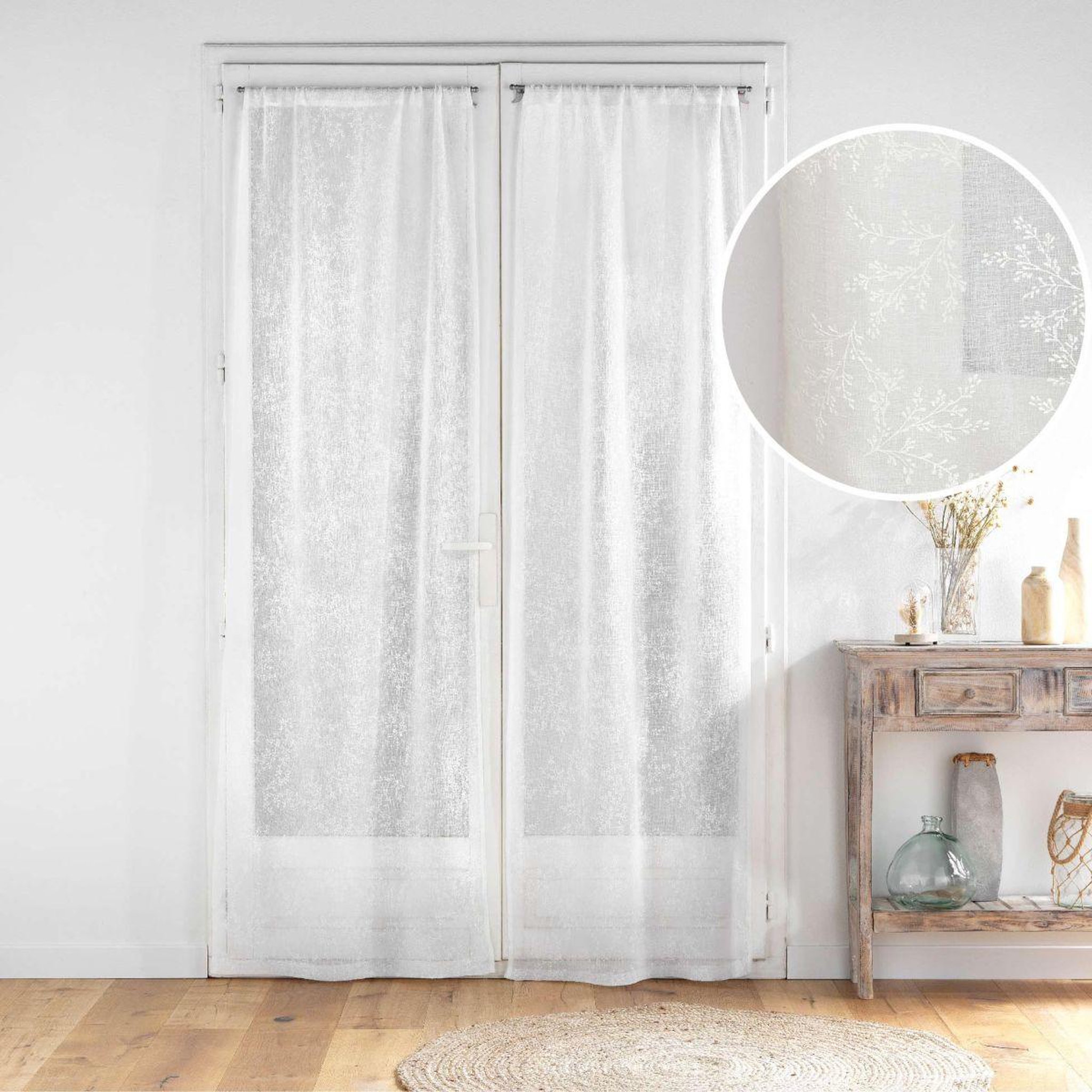 Voir la diapositive 4 : Douceur d'Intérieur Paire de voilages passe-tringle  karla  70x200cm blanc