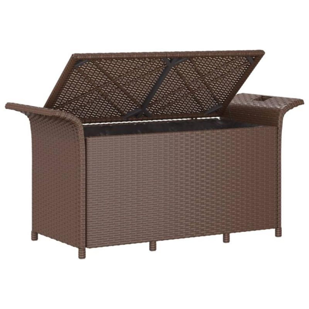 VIDAXL Banc de jardin avec coussin marron 116x46x57 cm résine tressée