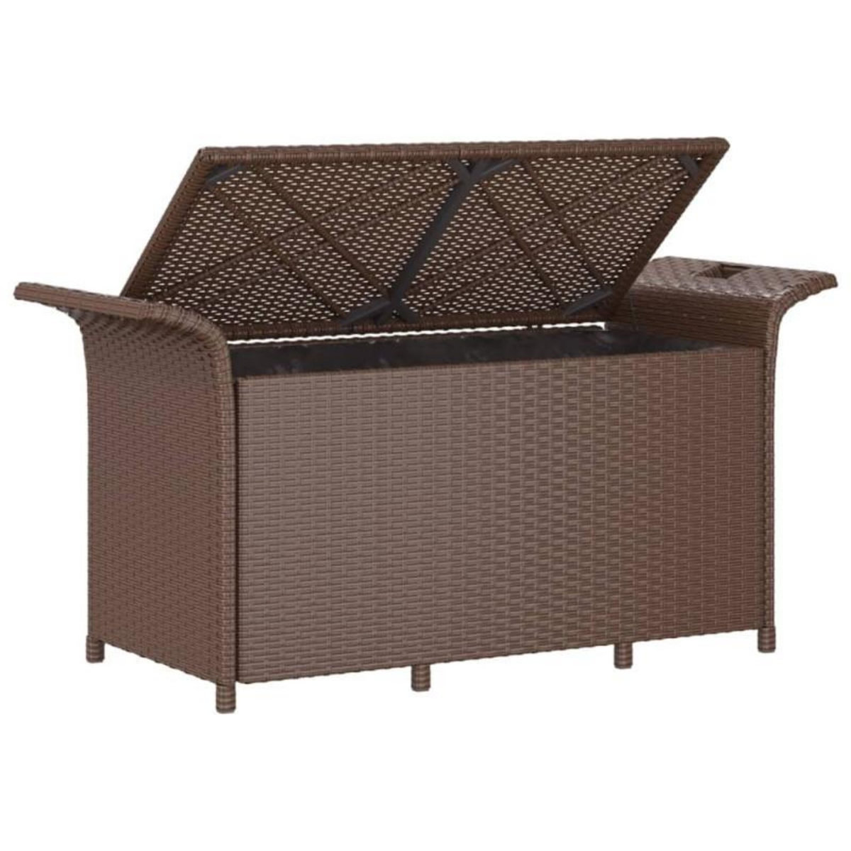 VIDAXL Banc de jardin avec coussin marron 116x46x57 cm résine tressée