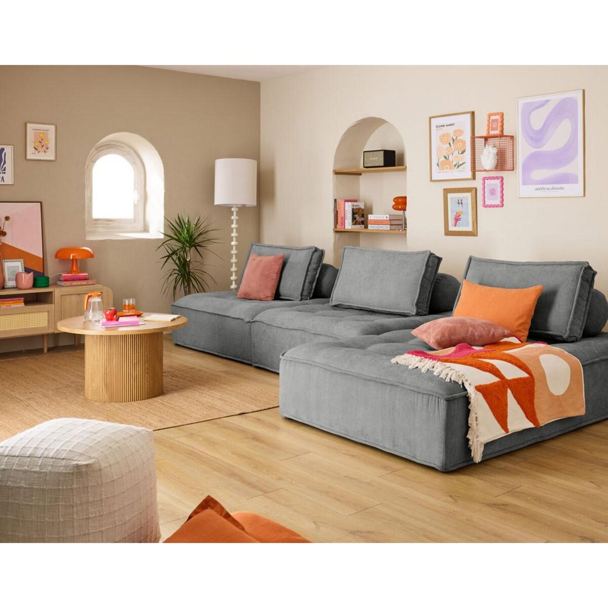 LISA DESIGN Marisol - module d'assise méridienne - velours texturé