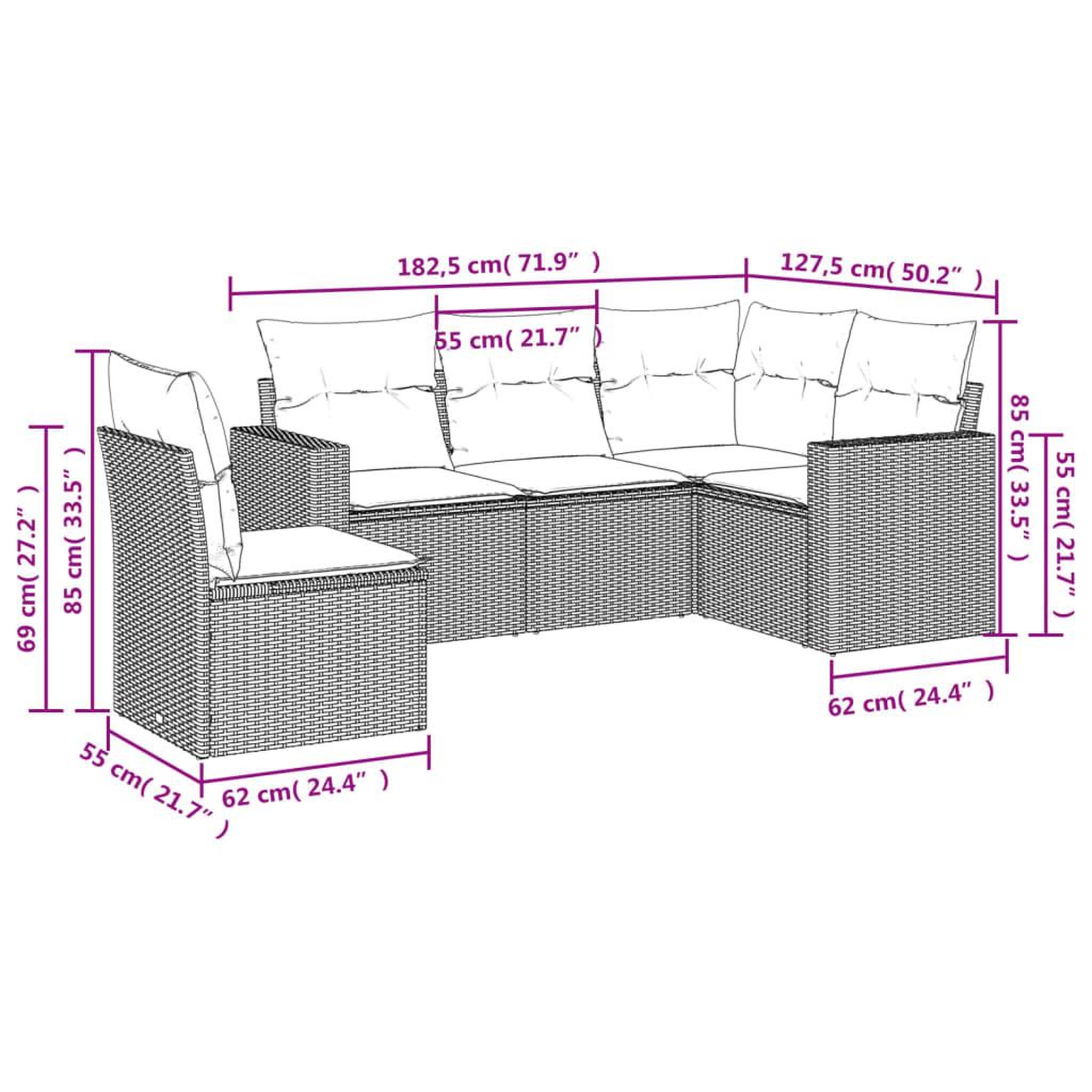 Voir la diapositive 4 : VIDAXL Salon de jardin avec coussins 5 pcs beige resine tressee