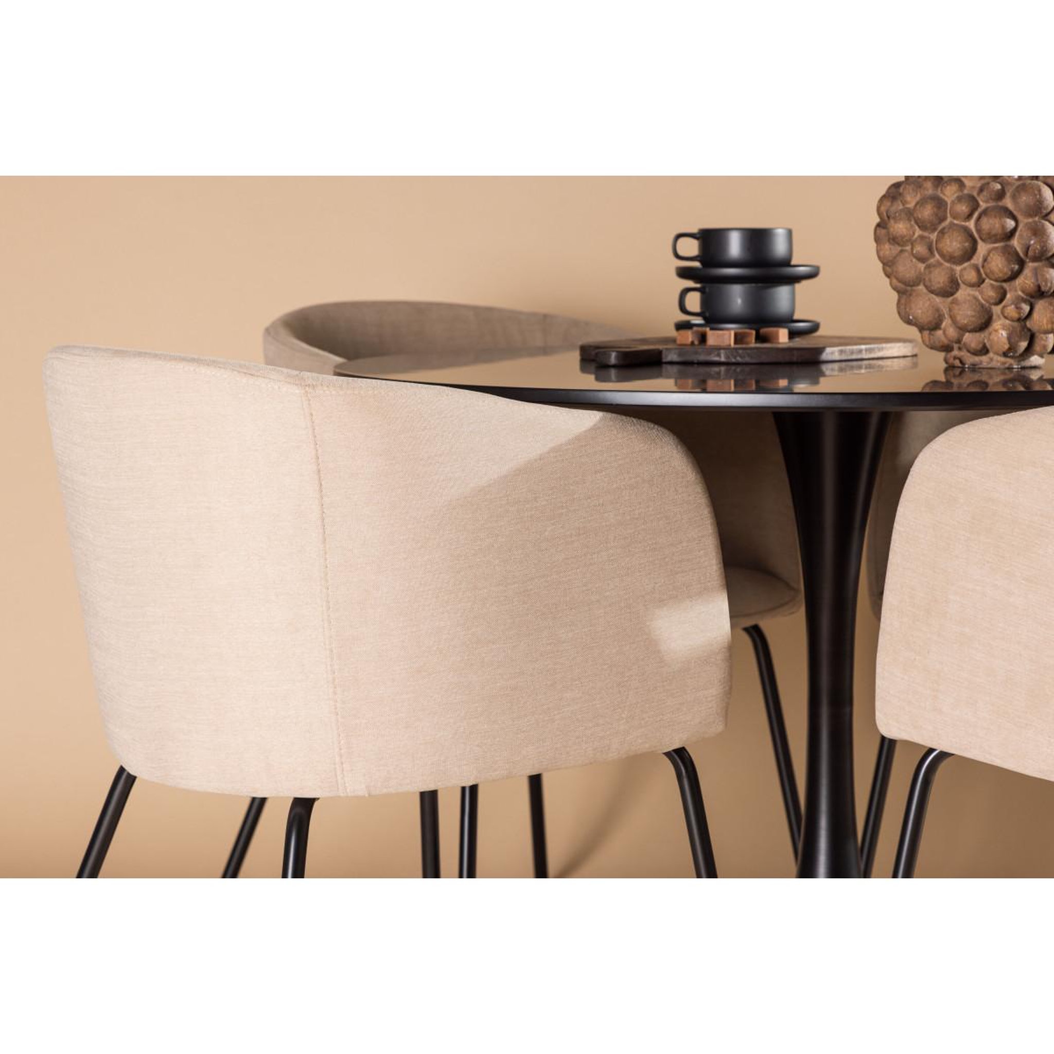 Voir la diapositive 5 : Paris Prix Ensemble table à manger & 4 chaises  glade & berit  100cm noir & beige