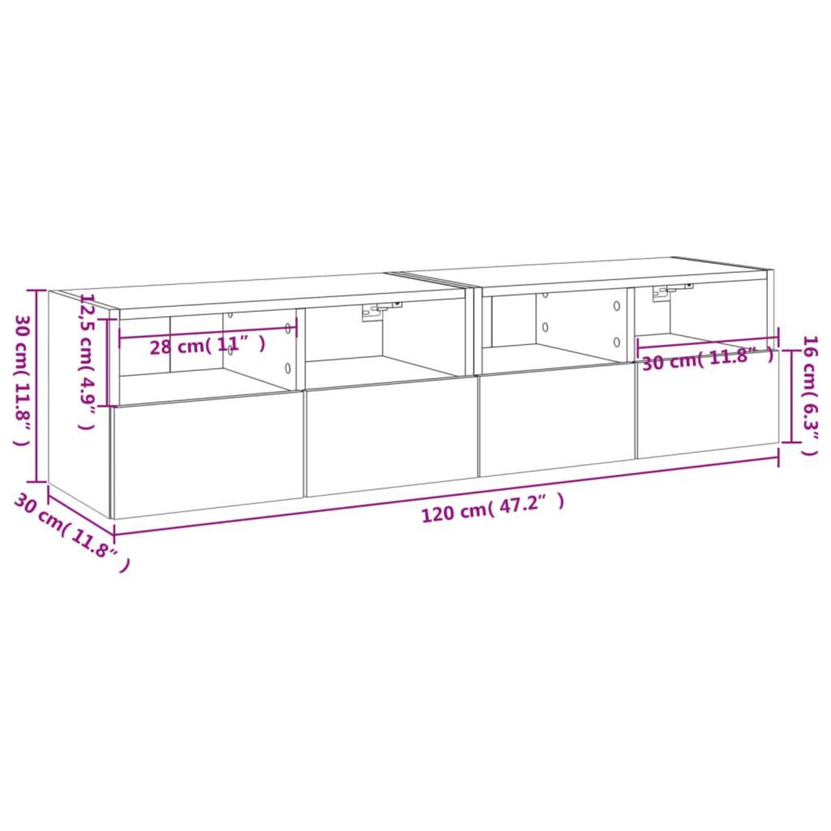VIDAXL Meubles TV muraux 2 pcs blanc 60x30x30 cm bois d'ingenierie