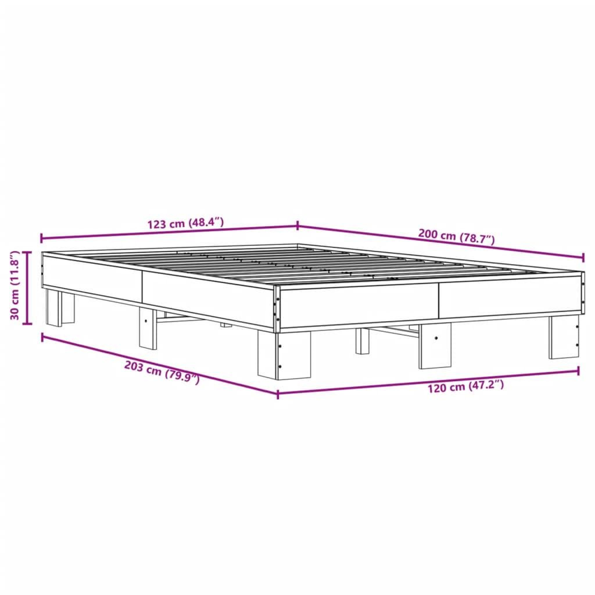 Voir la diapositive 4 : VIDAXL Cadre de lit sans matelas chene marron 120x200 cm