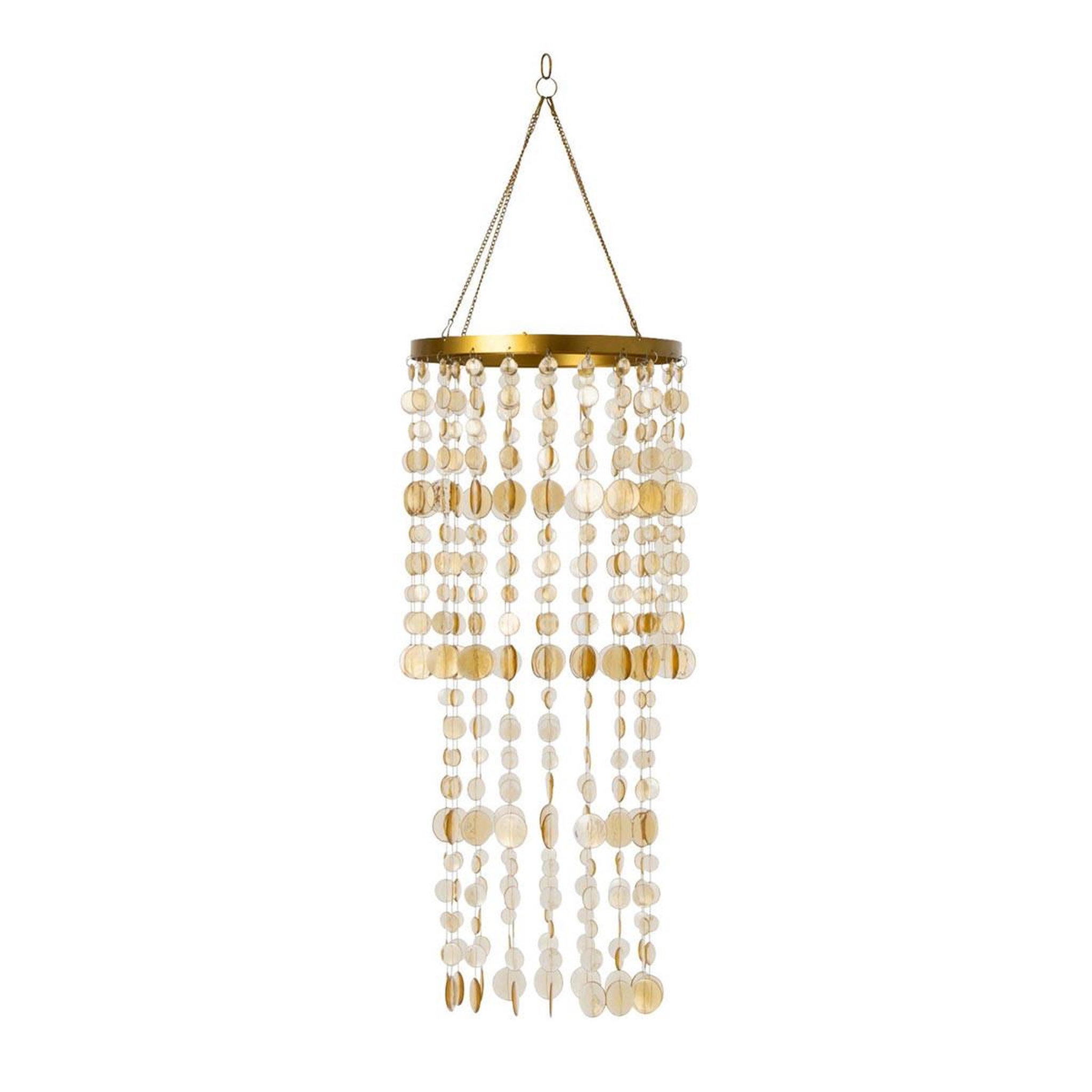 J-LINE Abat-jour suspension perles  tycho  70cm doré