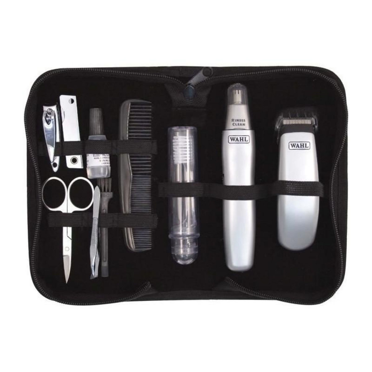 WAHL Kit de voyage barbe - WAHL - TRAVEL KIT - Tondeuse a pile - Coupe poils nez / oreilles - 6 réglages - Gris