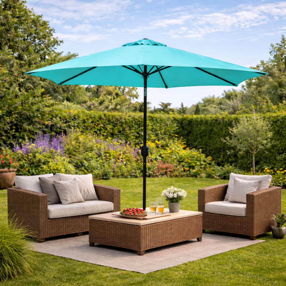 CONCEPT USINE Parasol bleu rond 2,5 x 2,5 m COME