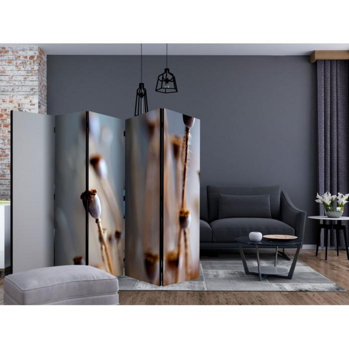 Paris Prix Paravent 5 Volets  Poppy Heads  172x225cm