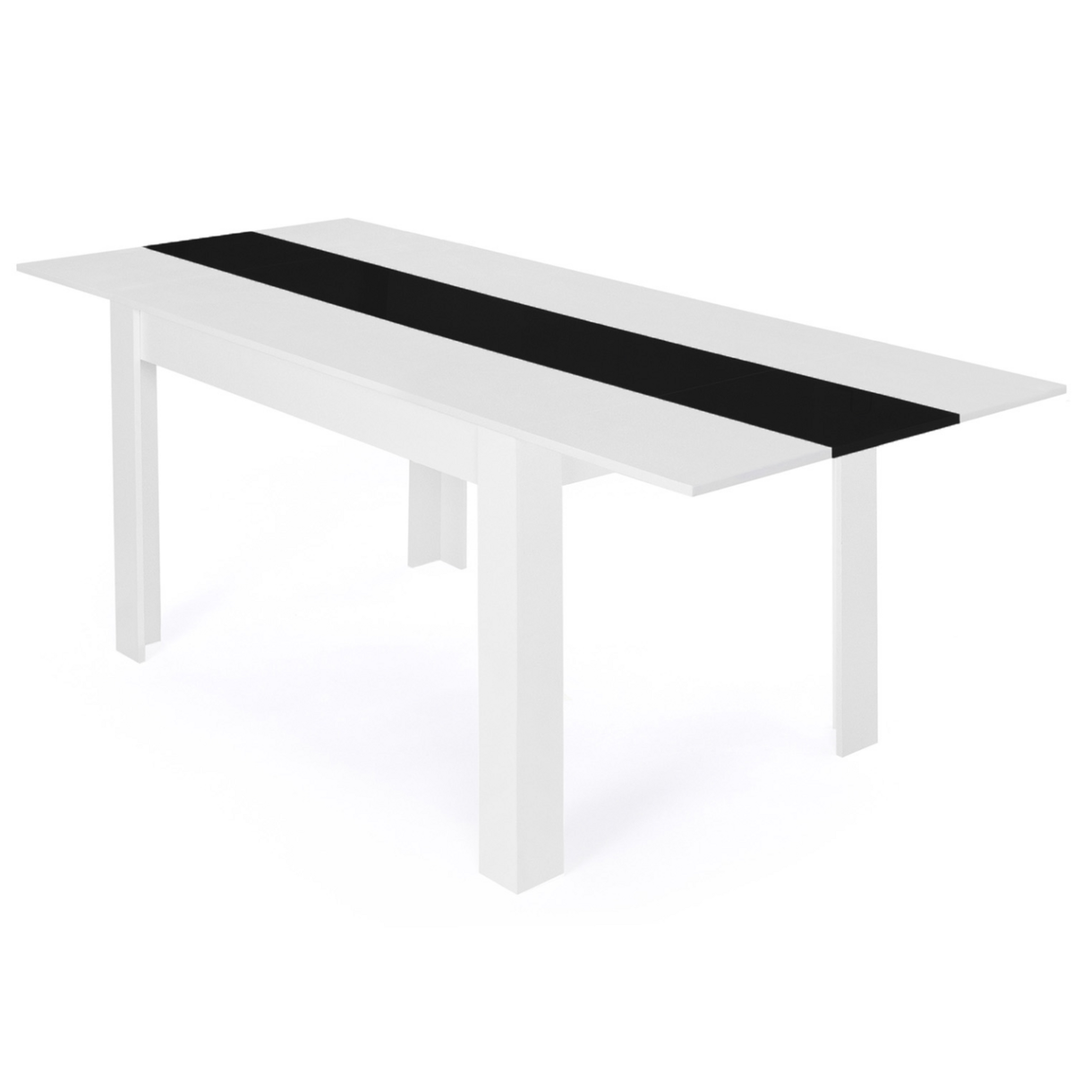 ID MARKET Table à manger extensible rectangle GEORGIA 6-10 personnes blanche et noire 140-220 x 90 cm